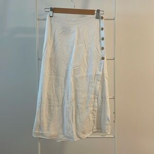 White light high slit midi skirt